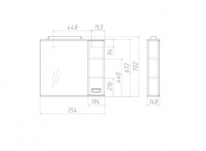 Шкаф-зеркало Cube 75 Эл. Правый Домино (DC5009HZ) в Нягани - nyagan.ok-mebel.com | фото 3