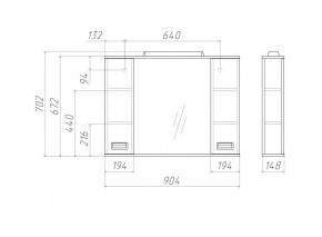 Шкаф-зеркало Cube 90 Эл. Домино (DC5012HZ) в Нягани - nyagan.ok-mebel.com | фото 2