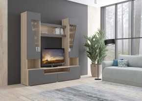 Стенка АНТАЛИЯ 2 (Сонома/Графит софт) в Нягани - nyagan.ok-mebel.com | фото 3