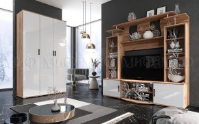 Стенка Виста (Белый глянец/Дуб крафт) в Нягани - nyagan.ok-mebel.com | фото 3