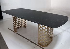 Стол CHIAVARI 220 KL-116 Черный мрамор матовый, итальянская керамика / бронзовый, ®DISAUR в Нягани - nyagan.ok-mebel.com | фото 4