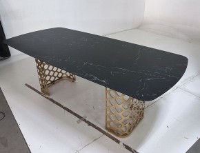Стол CHIAVARI 220 KL-116 Черный мрамор матовый, итальянская керамика / бронзовый, ®DISAUR в Нягани - nyagan.ok-mebel.com | фото 6