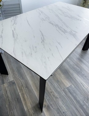 Стол CREMONA 140 KL-99 Белый мрамор матовый, итальянская керамика / черный каркас, ®DISAUR в Нягани - nyagan.ok-mebel.com | фото 3
