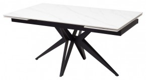 Стол FORIO 160 MATT WHITE MARBLE SOLID CERAMIC / BLACK, ®DISAUR в Нягани - nyagan.ok-mebel.com | фото