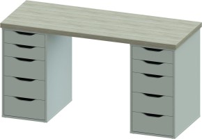 Стол письменный Ингар 2/55 140x75x55, дуб беленый/белый в Нягани - nyagan.ok-mebel.com | фото 2