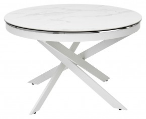 Стол TRENTO 120 HIGH GLOSS STATUARIO Белый мрамор глянцевый, керамика/ белый каркас, ®DISAUR в Нягани - nyagan.ok-mebel.com | фото 2