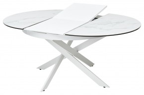 Стол TRENTO 120 HIGH GLOSS STATUARIO Белый мрамор глянцевый, керамика/ белый каркас, ®DISAUR в Нягани - nyagan.ok-mebel.com | фото 5