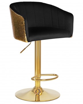 Стул барный DOBRIN DARCY GOLD SHINY, черный велюр с золотыми пайетками в Нягани - nyagan.ok-mebel.com | фото