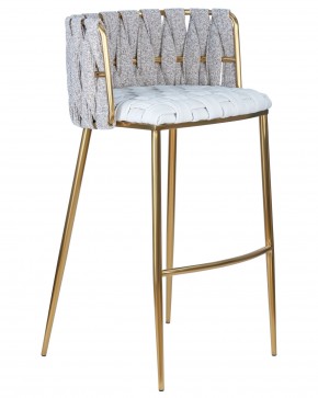 Стул барный DOBRIN EMMA GOLD, белый PU (T-01), белая ткань (F-49) в Нягани - nyagan.ok-mebel.com | фото 2