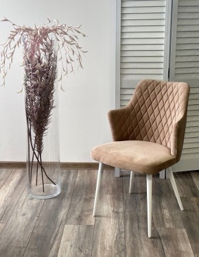 Стул HERMAN 360 град. БЕЖЕВЫЙ #5, велюр / белый каркас М-City в Нягани - nyagan.ok-mebel.com | фото 3