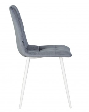 Стул обеденный DOBRIN CHILLY, Серо-голубой Holland 14, основание белое в Нягани - nyagan.ok-mebel.com | фото 3