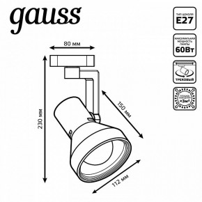 Светильник на штанге Gauss Track Light TR005 в Нягани - nyagan.ok-mebel.com | фото 6