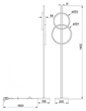 Торшер Arte Lamp Fluido A3913PN-24BK в Нягани - nyagan.ok-mebel.com | фото 2