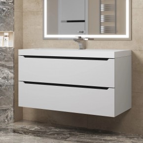 Тумба под раковину Uperwood Tanos 100 см, подвесная, белая/графит в Нягани - nyagan.ok-mebel.com | фото