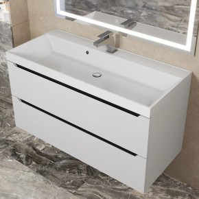 Тумба под раковину Uperwood Tanos 100 см, подвесная, белая/графит в Нягани - nyagan.ok-mebel.com | фото 10