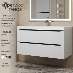 Тумба под раковину Uperwood Tanos 100 см, подвесная, белая/графит в Нягани - nyagan.ok-mebel.com | фото 3