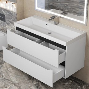 Тумба под раковину Uperwood Tanos 100 см, подвесная, белая/графит в Нягани - nyagan.ok-mebel.com | фото 9