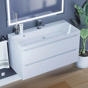 Тумба под раковину Uperwood Tanos 100 см, подвесная, белая матовая в Нягани - nyagan.ok-mebel.com | фото 10