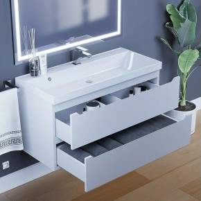 Тумба под раковину Uperwood Tanos 100 см, подвесная, белая матовая в Нягани - nyagan.ok-mebel.com | фото 9