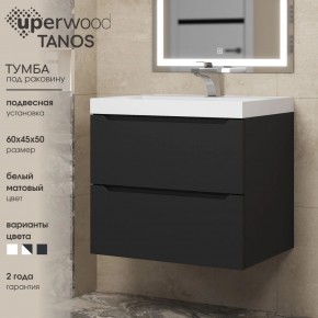 Тумба под раковину Uperwood Tanos 60 см, подвесная, черная матовая в Нягани - nyagan.ok-mebel.com | фото 3