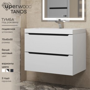 Тумба под раковину Uperwood Tanos 70 см, подвесная, белая/графит в Нягани - nyagan.ok-mebel.com | фото 3