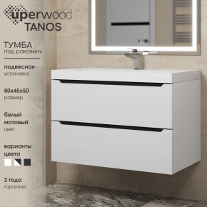 Тумба под раковину Uperwood Tanos 80 см, подвесная, белая/графит в Нягани - nyagan.ok-mebel.com | фото 3