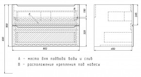 Тумба под раковину Uperwood Tanos 80 см, подвесная, белая/графит в Нягани - nyagan.ok-mebel.com | фото 7