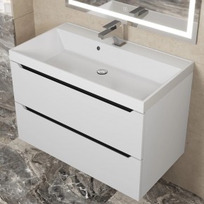 Тумба под раковину Uperwood Tanos 80 см, подвесная, белая/графит в Нягани - nyagan.ok-mebel.com | фото 8