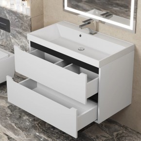 Тумба под раковину Uperwood Tanos 80 см, подвесная, белая/графит в Нягани - nyagan.ok-mebel.com | фото 9