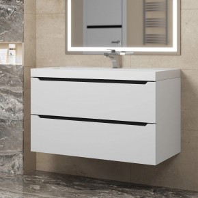 Тумба под раковину Uperwood Tanos 90 см, подвесная, белая/графит в Нягани - nyagan.ok-mebel.com | фото