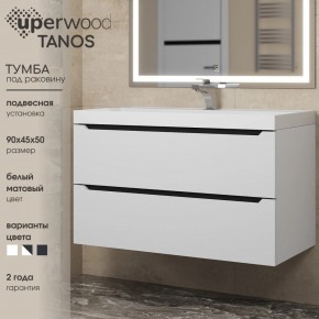 Тумба под раковину Uperwood Tanos 90 см, подвесная, белая/графит в Нягани - nyagan.ok-mebel.com | фото 3