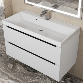 Тумба под раковину Uperwood Tanos 90 см, подвесная, белая/графит в Нягани - nyagan.ok-mebel.com | фото 9