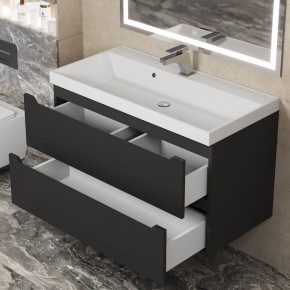Тумба под раковину Uperwood Tanos 90 см, подвесная, черная матовая в Нягани - nyagan.ok-mebel.com | фото 10