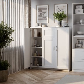 Тумба СИРИУС трехдверная с одним ящиком, цвет белый в Нягани - nyagan.ok-mebel.com | фото 4